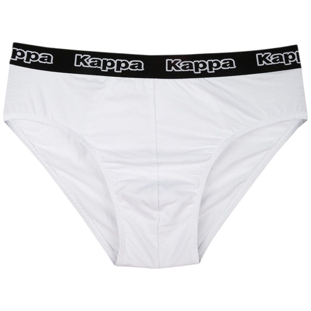 Kappa Slip Uomo 6 Pezzi Mutande Uomo Attillate in Cotone Elasticizzato Bianco con elastico Nero.