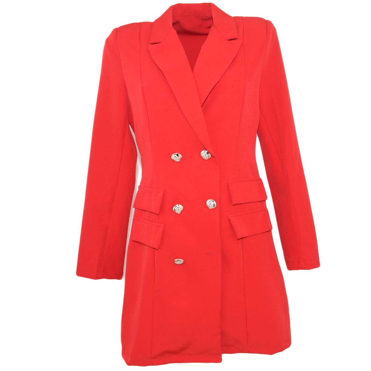 CAPPOTTO LANA ROSSO DONNA INVERSO A DOPPIO PETTO.