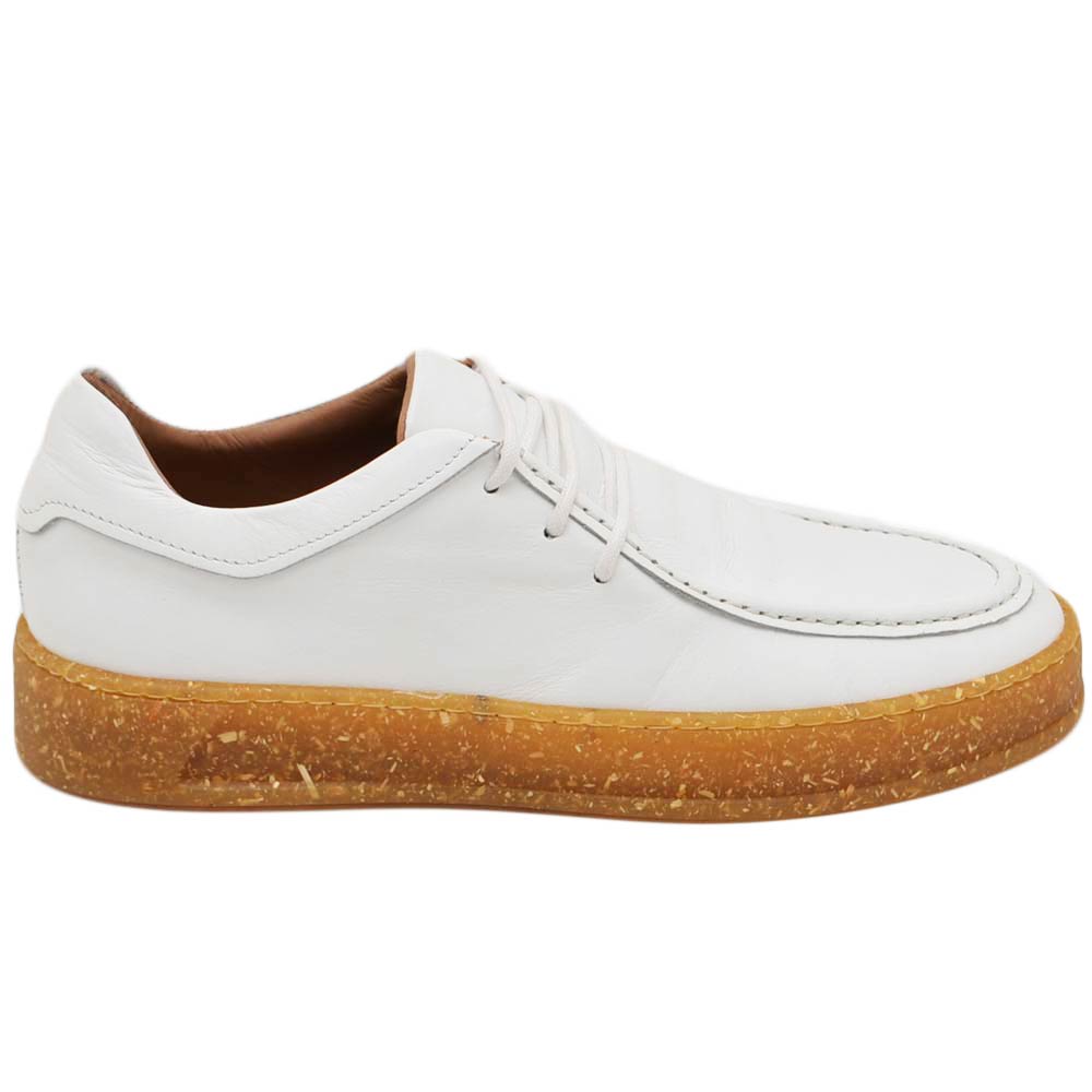 SCARPA UOMO LS LUISANTIAGO INGEGNERE IN VERA PELLE CERVO BIANCA CON GOMMA IN CANAPA ULTRALEGGERA