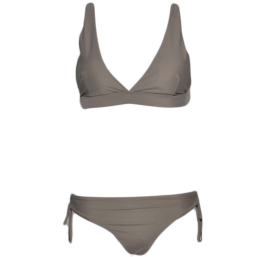 Costume da bagno donna verde bikini swimwear con slip laccetti incrociati e top bralette regolabile con gancio moda 