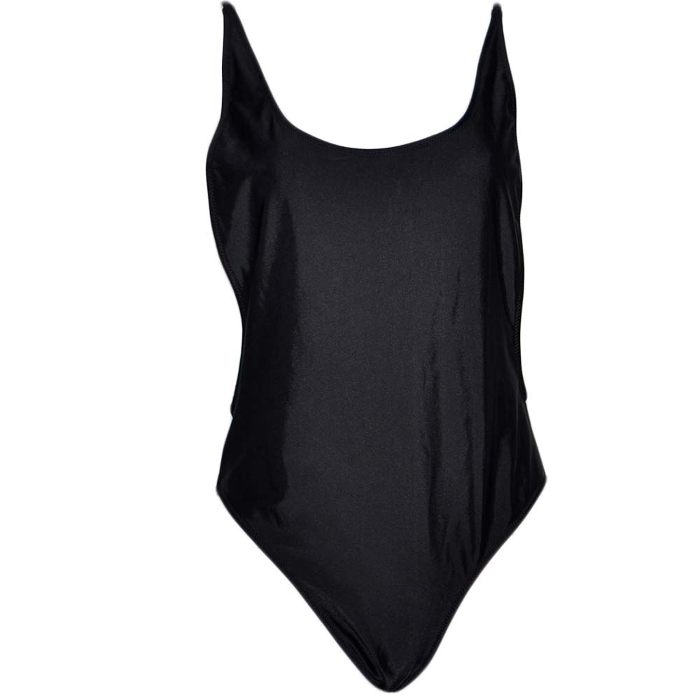 Costume da bagno donna intero swimwear nero sgambato con scollo laterale schiena scoperta moda girl moda