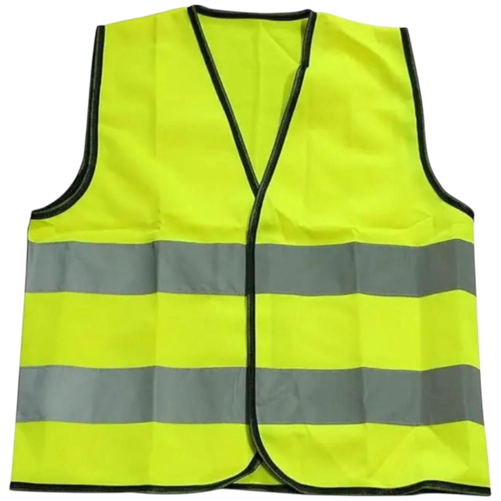 Giubbotti Alta Visibilita' 2 Pezzi Giallo Gilet Sicurezza  2 Strisce Riflettenti Lavori Stradali Ciclismo Corsa