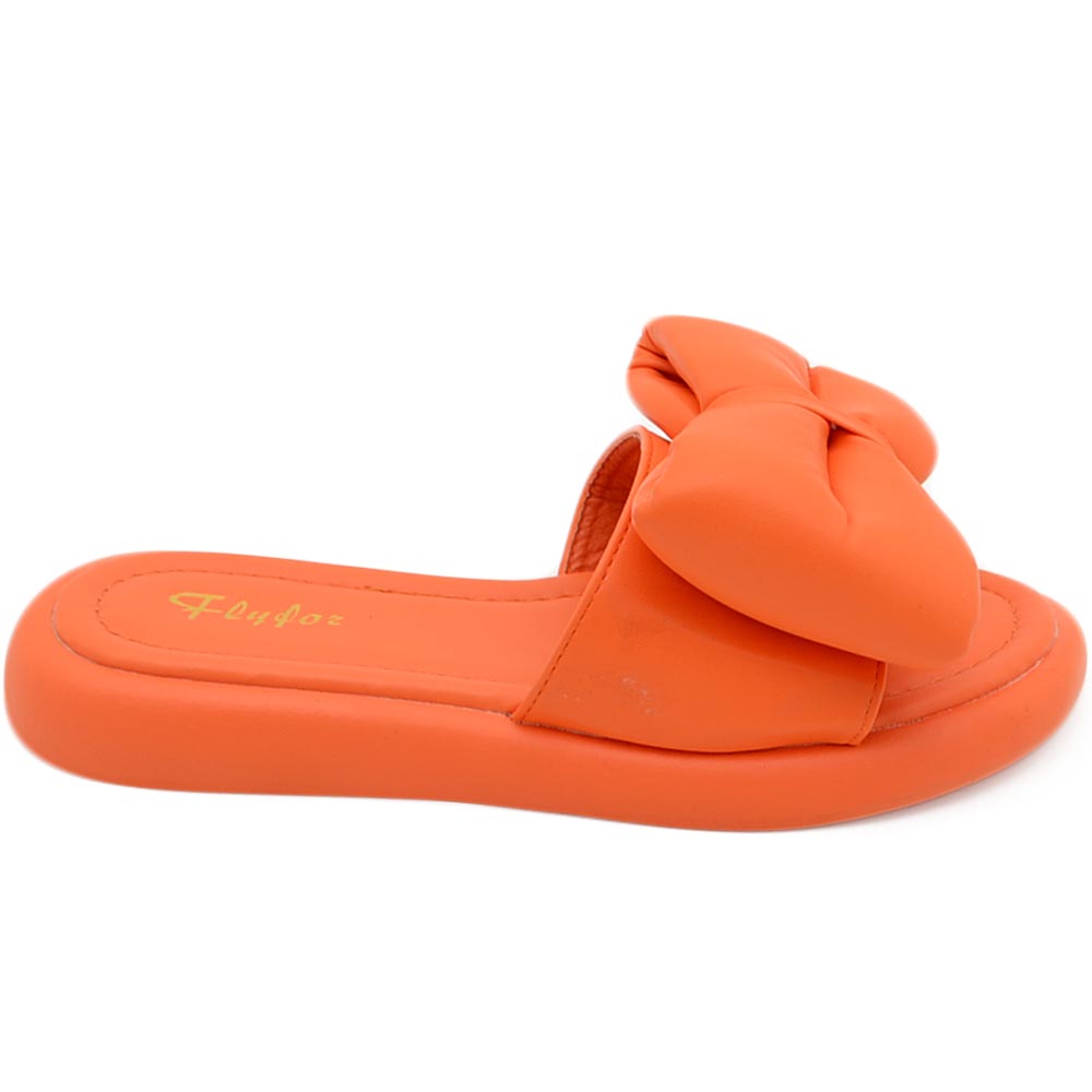 PANTOFOLA DONNA PLATFORM IN GOMMA ANTISCIVOLO ARANCIONE CON FIOCCO SPORGENTE COMFORT RELAX ESTIVE 