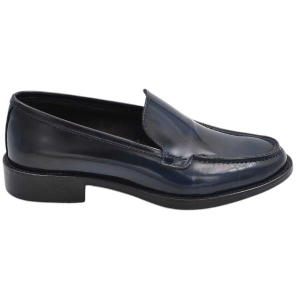 Scarpe uomo mocassini inglese college liscio vera pelle blu elegante made in italy fondo cuoio antiscivolo cerimonia