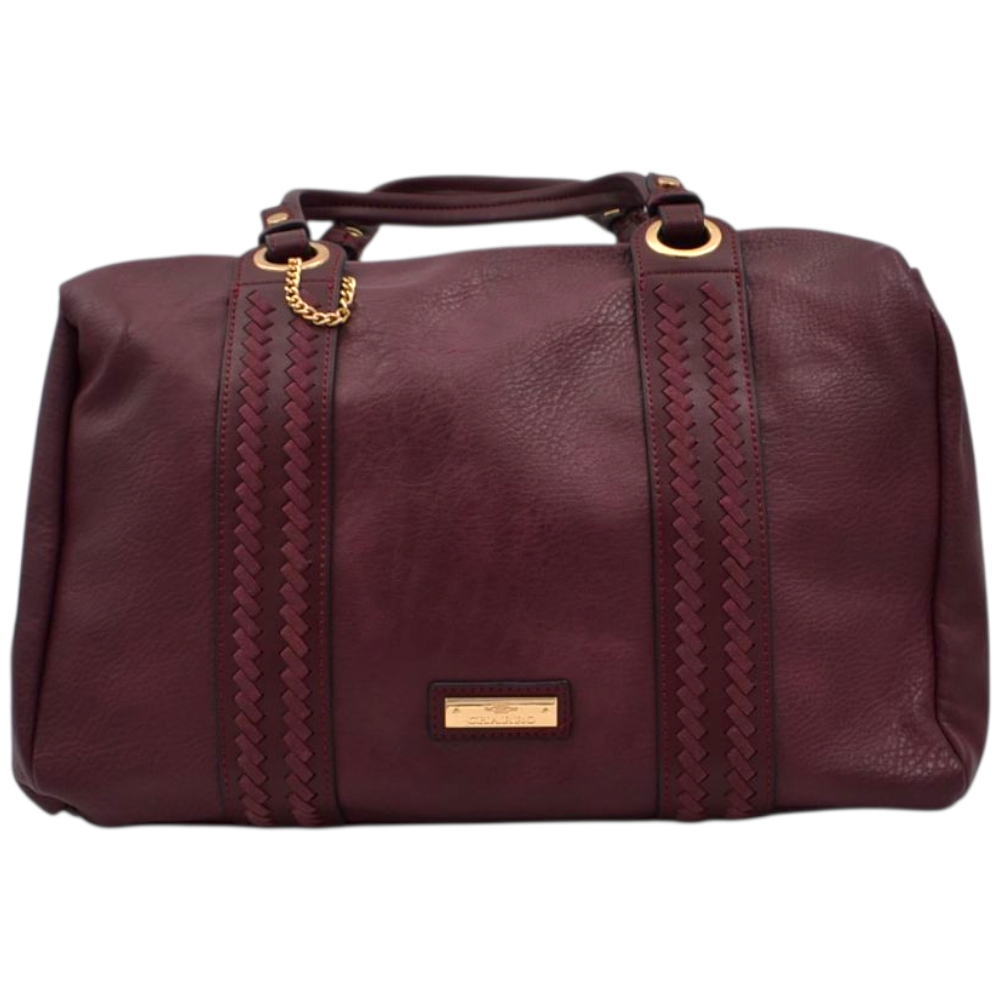 Borsa morbida donna firmata charro bordeaux a spalla bauletto con accessorio frangia e zip dorate