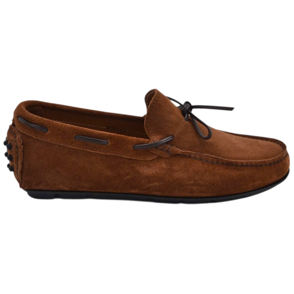 Scarpe uomo mocassino in vera pelle camoscio cuoio laccio in pelle marrone suola in gomma piatta elegante.