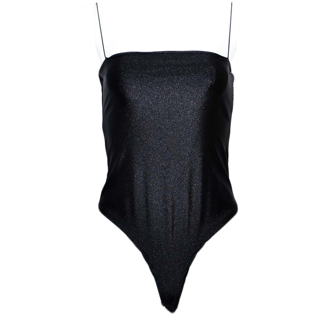 BODY DONNA IN JERSEY SPALLINE SOTTILI NERO CON SCOLLO QUADRATO CHIC ESTATE