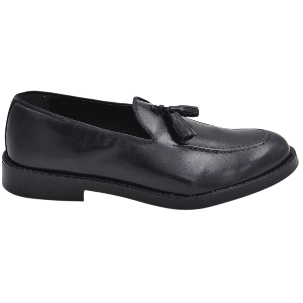 Mocassino vera pelle nero vitello suola ventosa antiscivolo spazzolato made in italy genuine leather fatte a mano