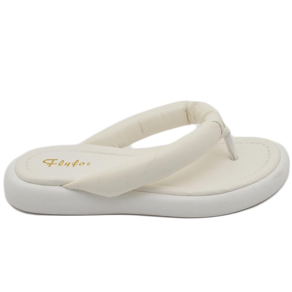 Pantofole ciabatte donna bianco infradito in memory gomma da spiaggia moda morbido comodo relax.