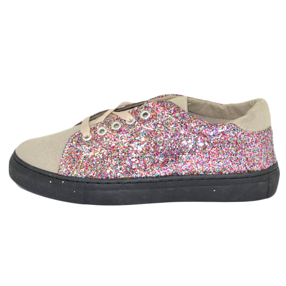 2Star Scarpe Low Bianco Ghiaccio Glitter Rosa Argento