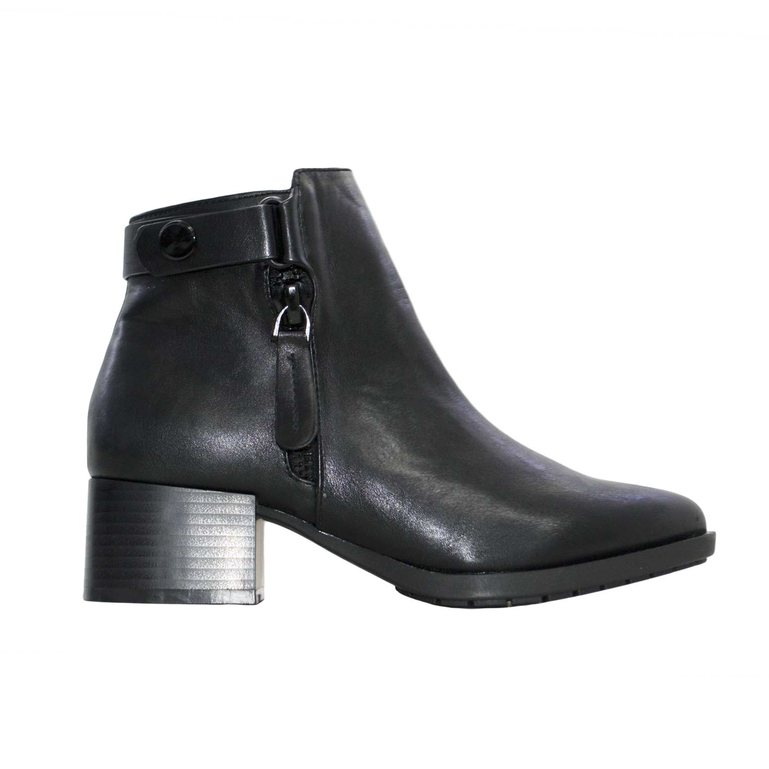 stivali tronchetto donna nero linea comoda tacco doppio 60 cm zip laterale