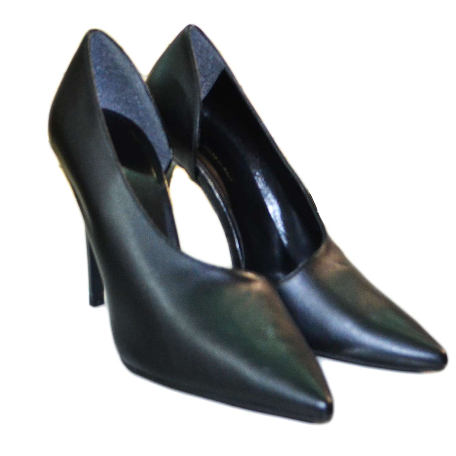 Decollete donna scollatura scarpe pelle nero decollete con tacco alto moda donna