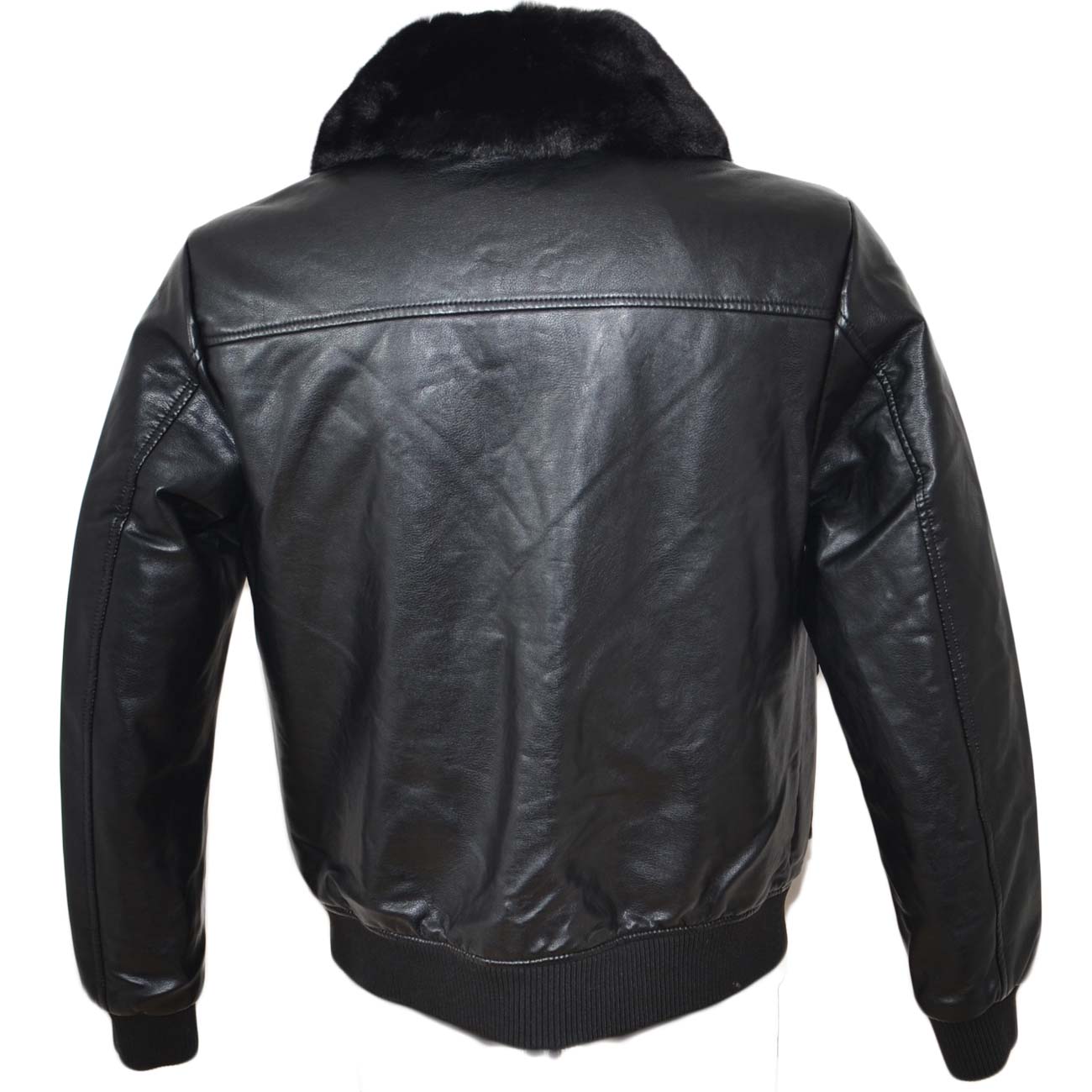 Giubbotto Montone Uomo Ciabalù - In Simil Camoscio Nero, Interno Eco-pelliccia, Slim Fit, Stile Aviatore Con Zip E Tasche Laterali