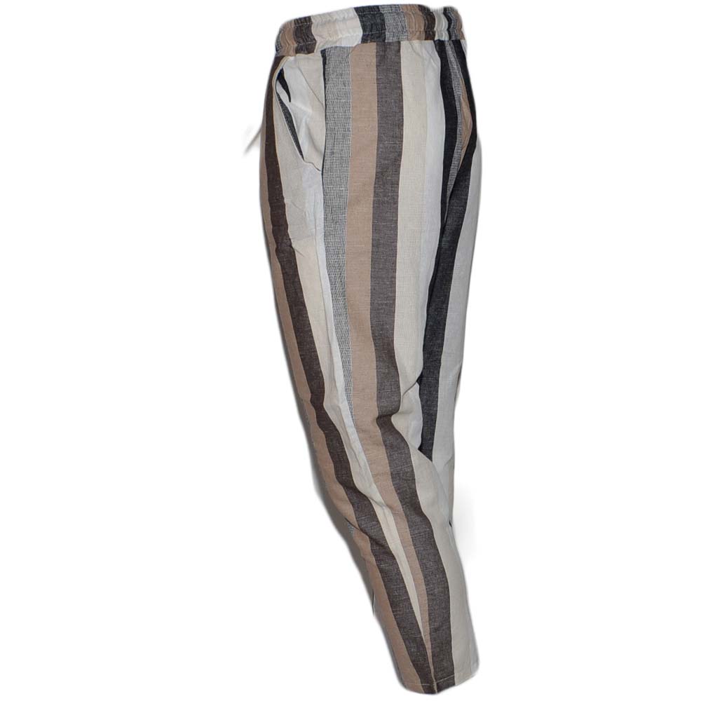 Modello Enrico Grigio Pantalone GIBLOR'S Enrico Rigato Grigio Cotone 100 Con Elastico E Coulisse G 670464