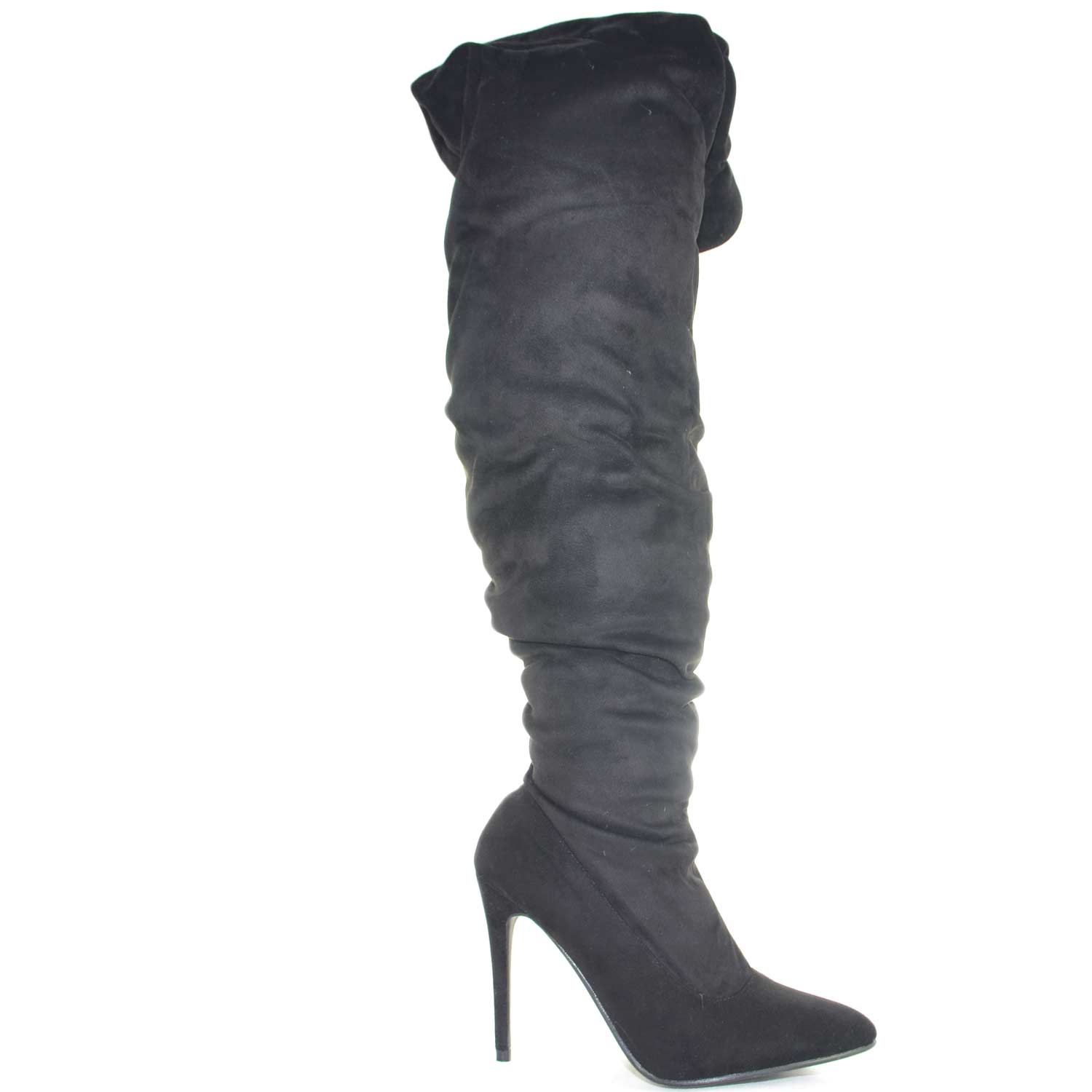 Stivali alti camoscio donna art:sp01022 tacco a spillo linea punta moda glamour luxury