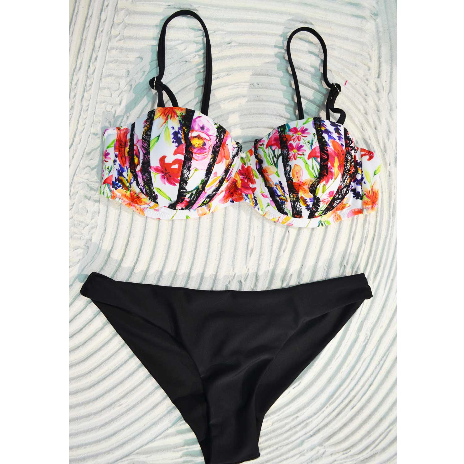 Donna costume Push-up Bikini Set Reggiseno Imbottito fantasia mare 