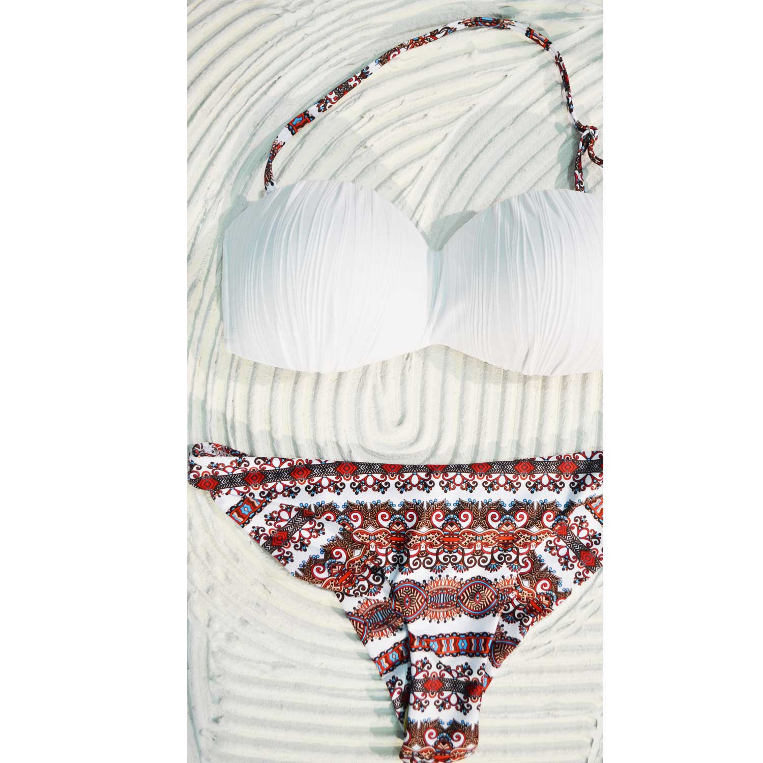 Donna Estate Pizzo Costume Da Bagno Bikini Uncinetto bianco