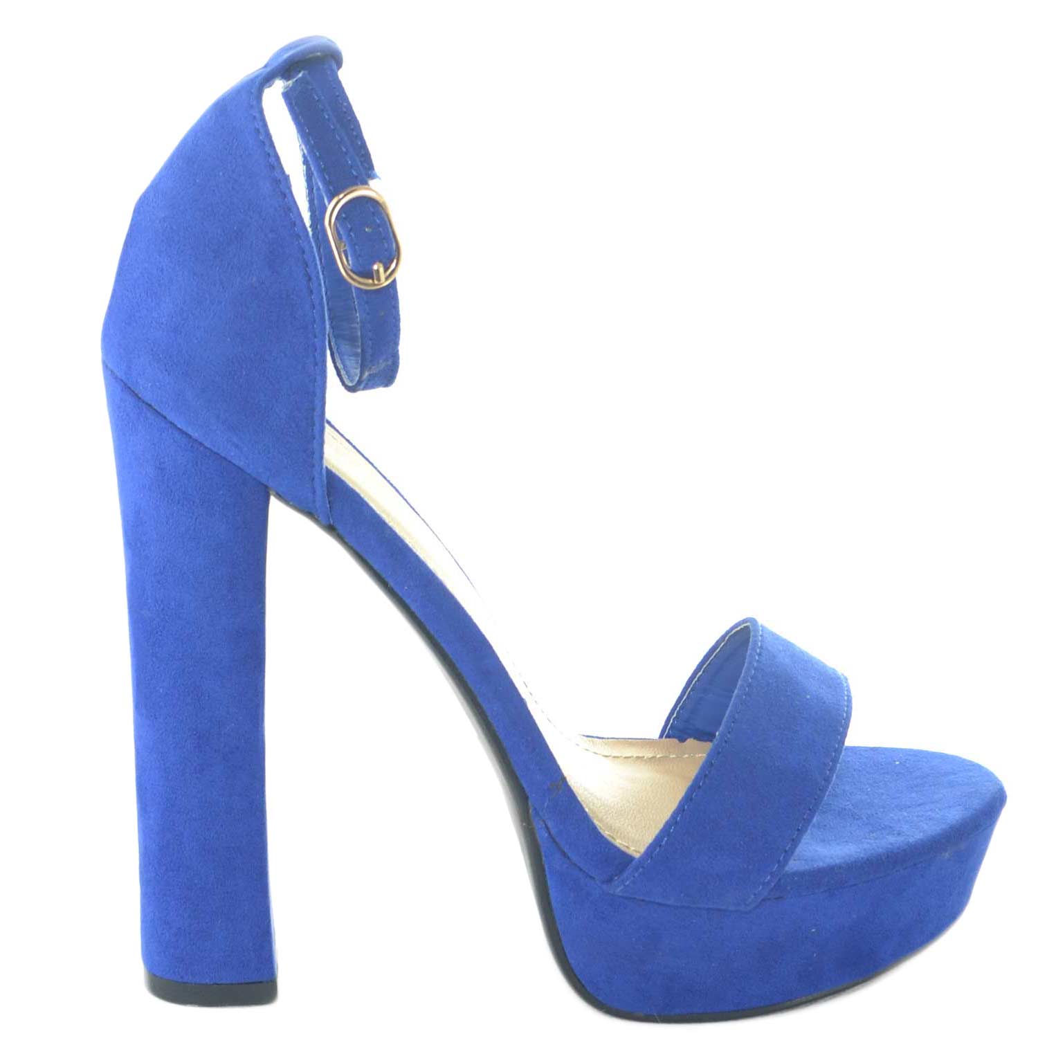 Sandalo con tacco 12 e plateau allacciato alla caviglia color blu elettrico  estate 2018 glamour donna sandali tacco Malu Shoes | MaluShoes