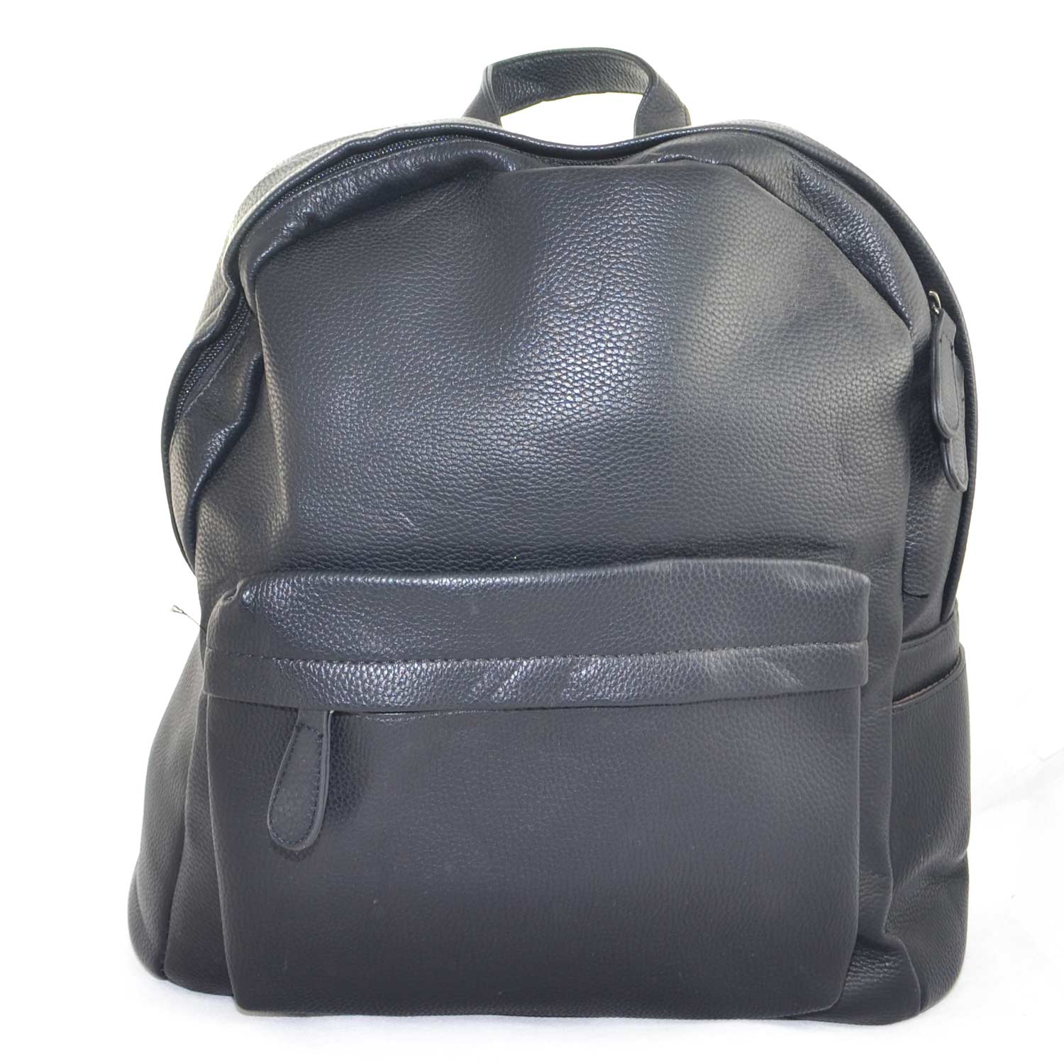 Zaino morbido uomo in pelle nero linea basic con chiusura a zip e tasca posteriore linea basic