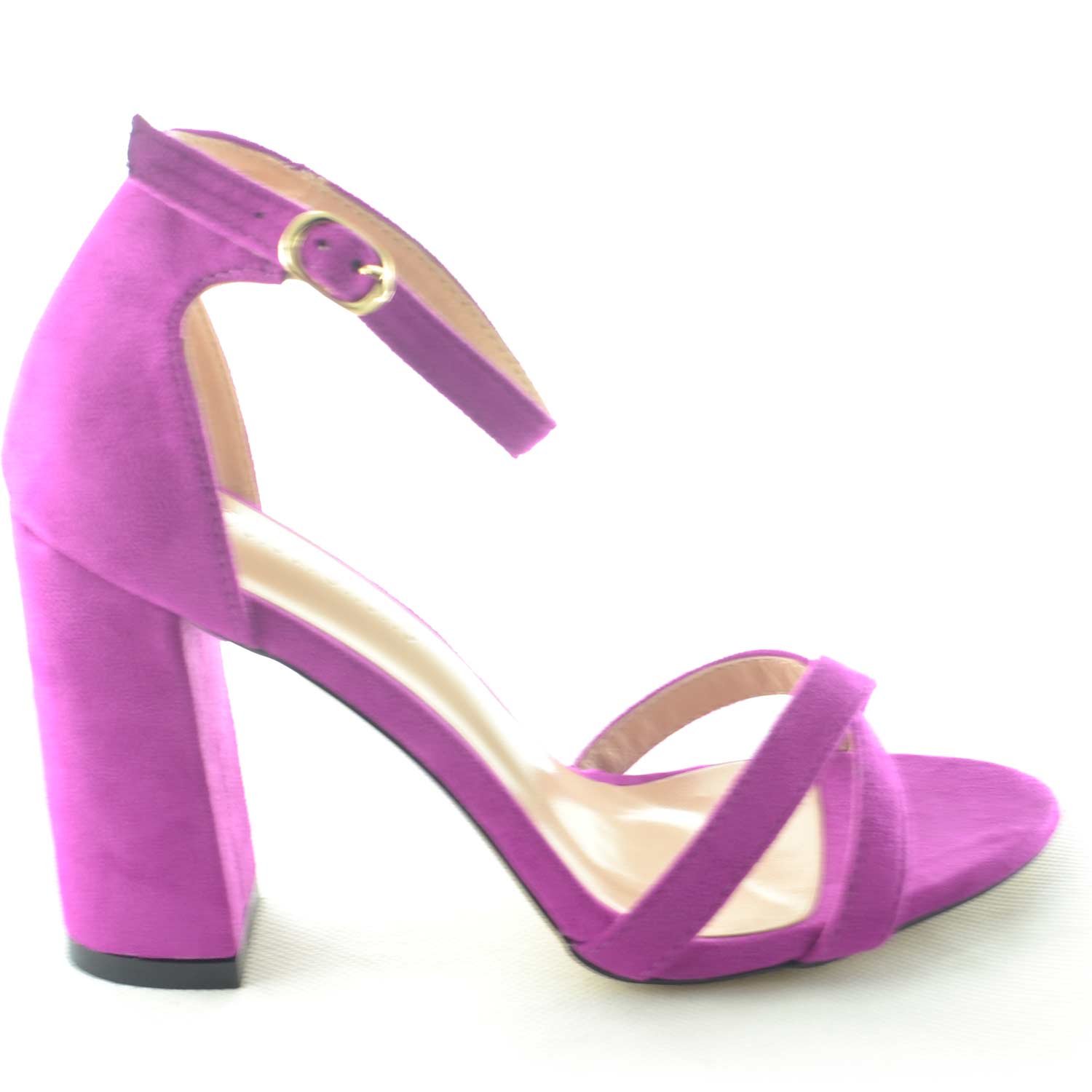 Sandalo donna in camoscio porpora viola con tacco largo e fasciatura a  incrocio con cinturino alla caviglia donna sandali tacco Malu Shoes |  MaluShoes