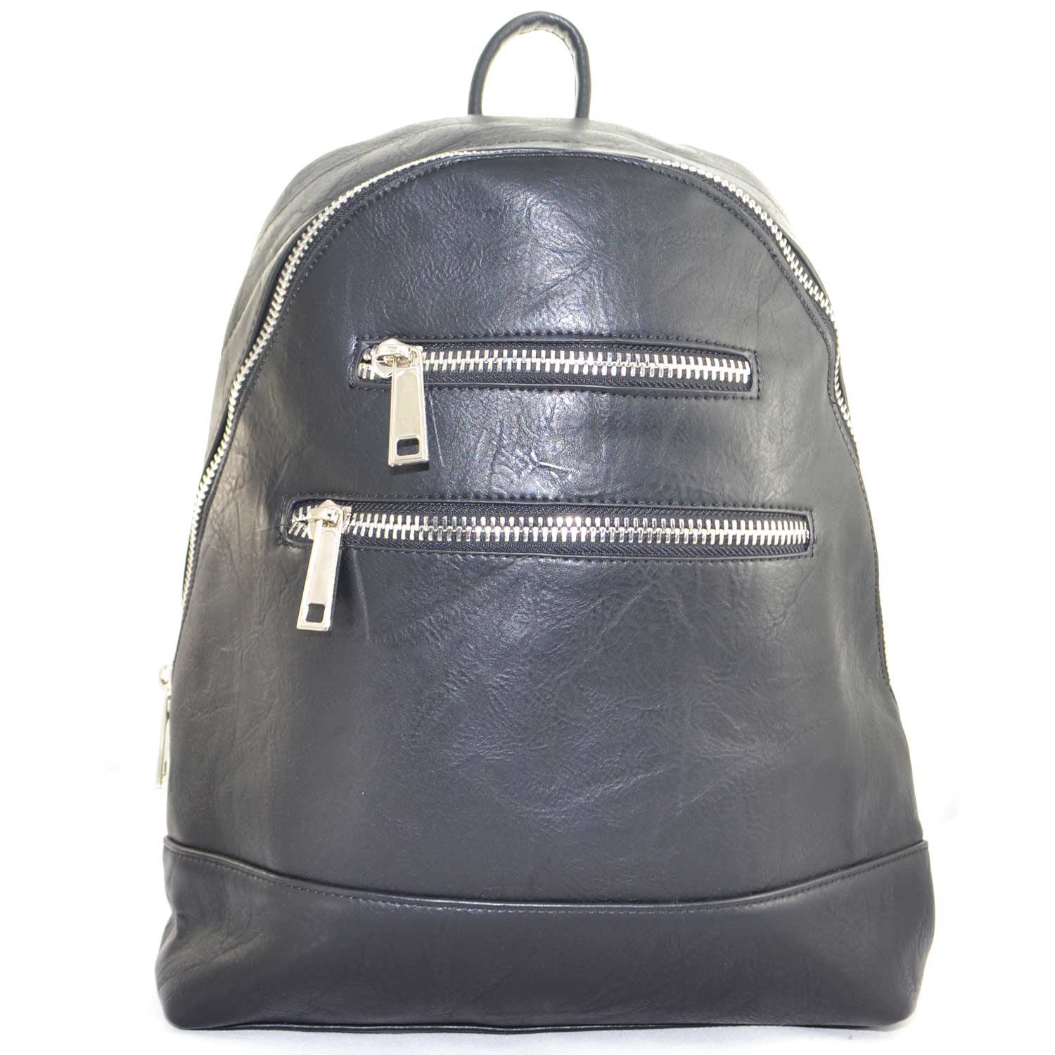 Zaino rigido uomo in pelle nero lInea basic con chiusura a zip antiscasso e cerniere frontali 