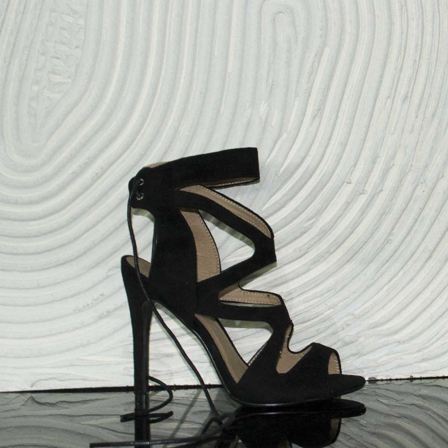 Scarpe Sandali camoscio nero eleganti glamour
