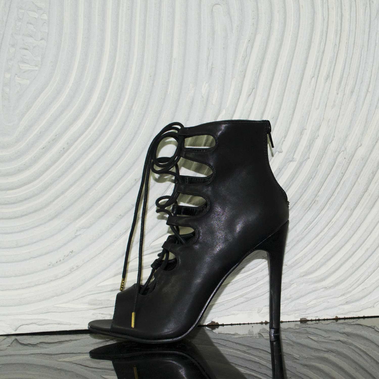 Sandalo lacci tacco spillo comfort nero eco pelle donna sandali tacco Malu  Shoes | MaluShoes