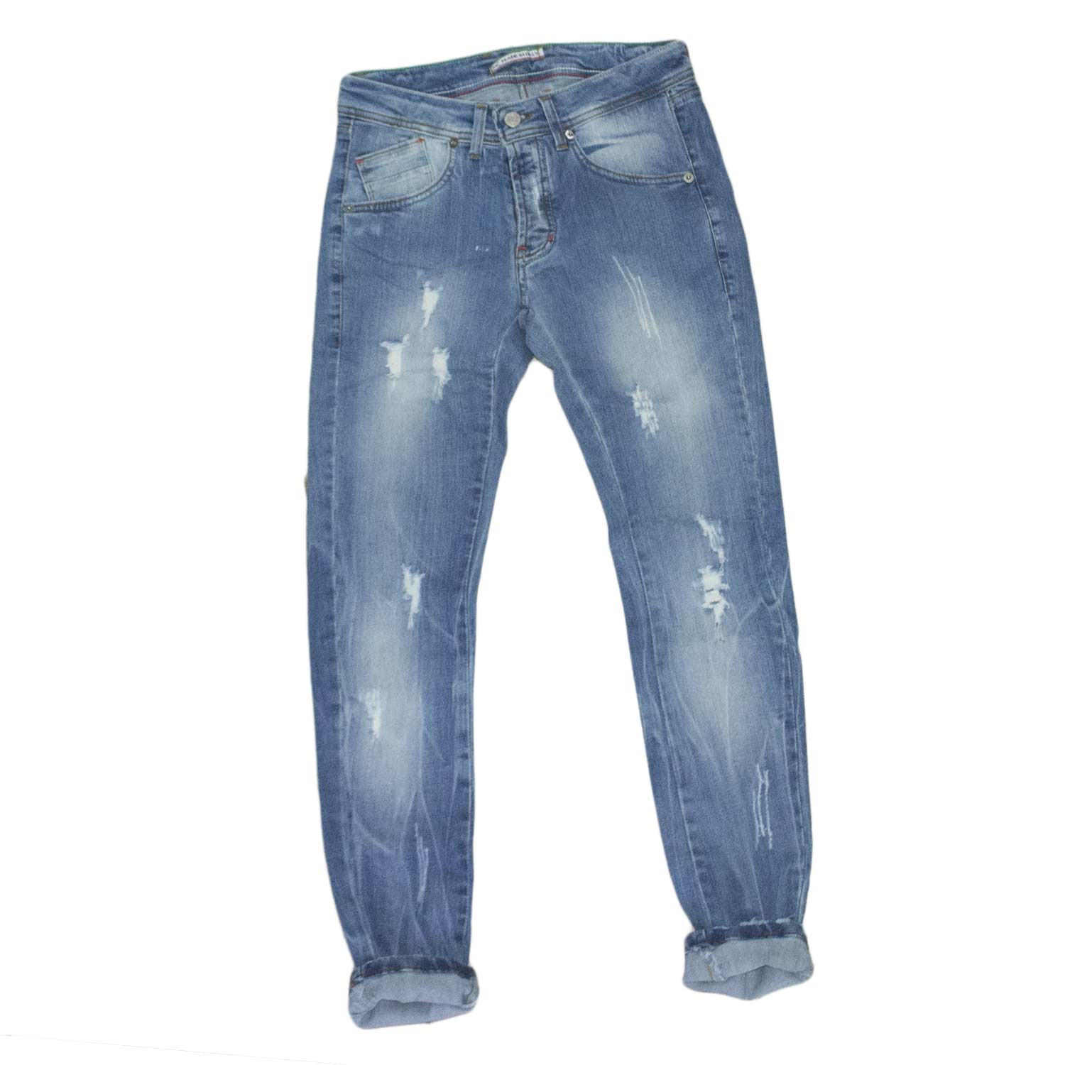 jeans uomo man blu stracciato monocromo moda made in italy