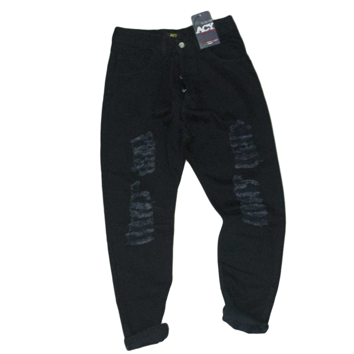 pantaloni uomo man nero stracciato acy moda made in italy.