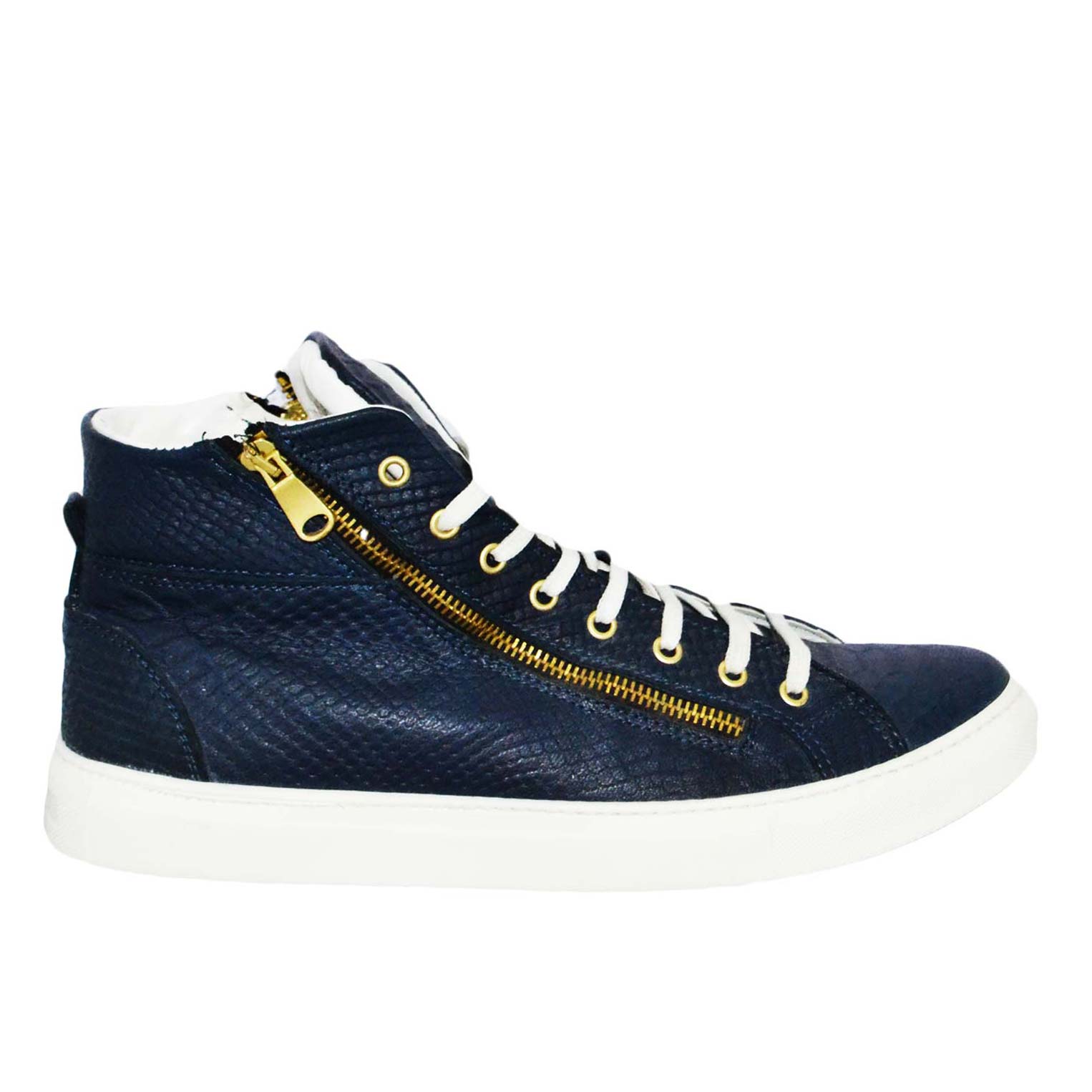 Uomo Stitch Con Cerniera Sneakers Scarpe Bianco