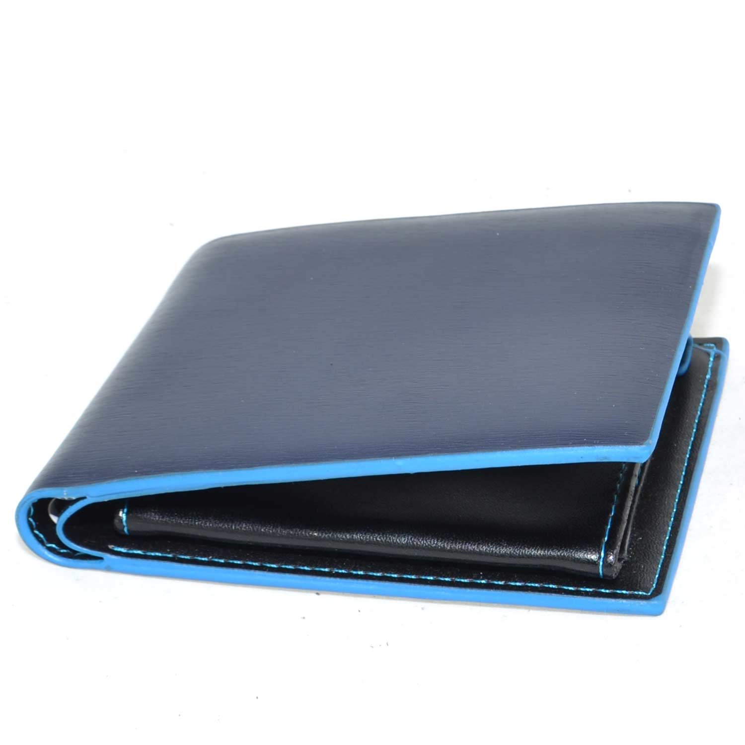 Portafoglio da uomo in pelle blu multicolor porta documenti carte di credito banconote