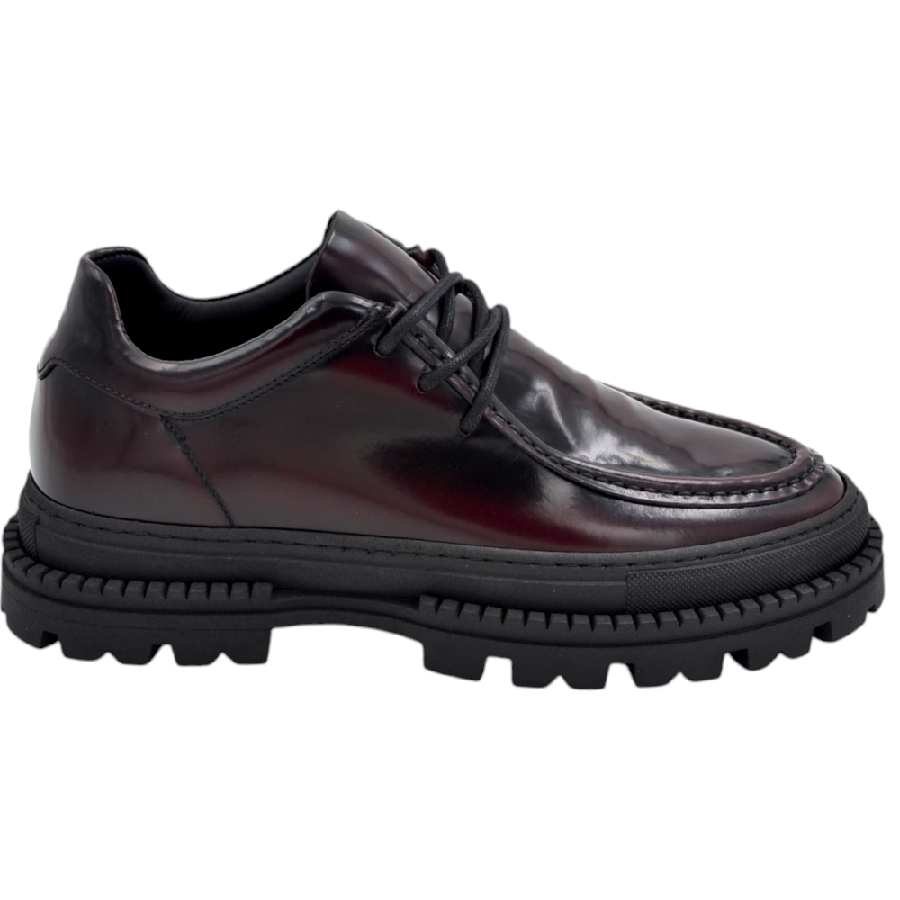 Scarpa mocassino ingegniere ls luisantiago limited vera pelle abrasivato bordeaux spazzolato suola exclusive combat alta