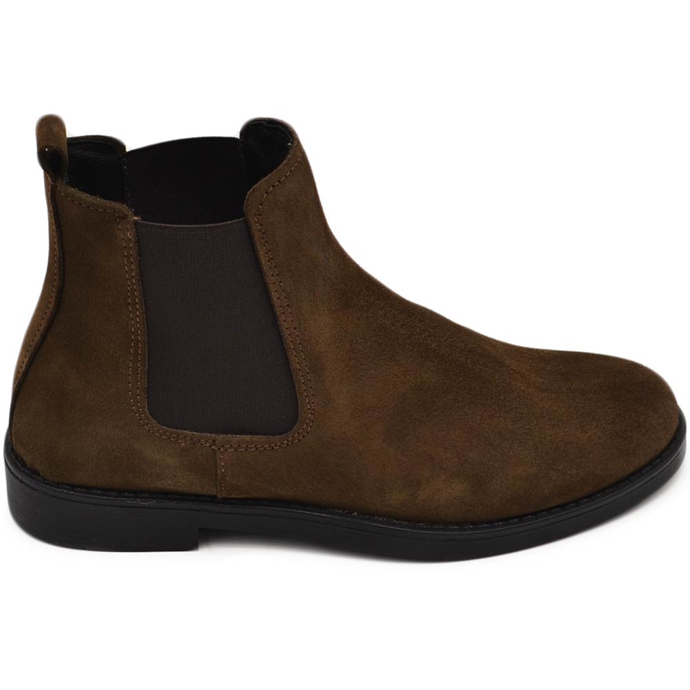 Beatles uomo stivaletto con elastico in vera pelle scamosciato verde suola in gomma casual made in italy handmade