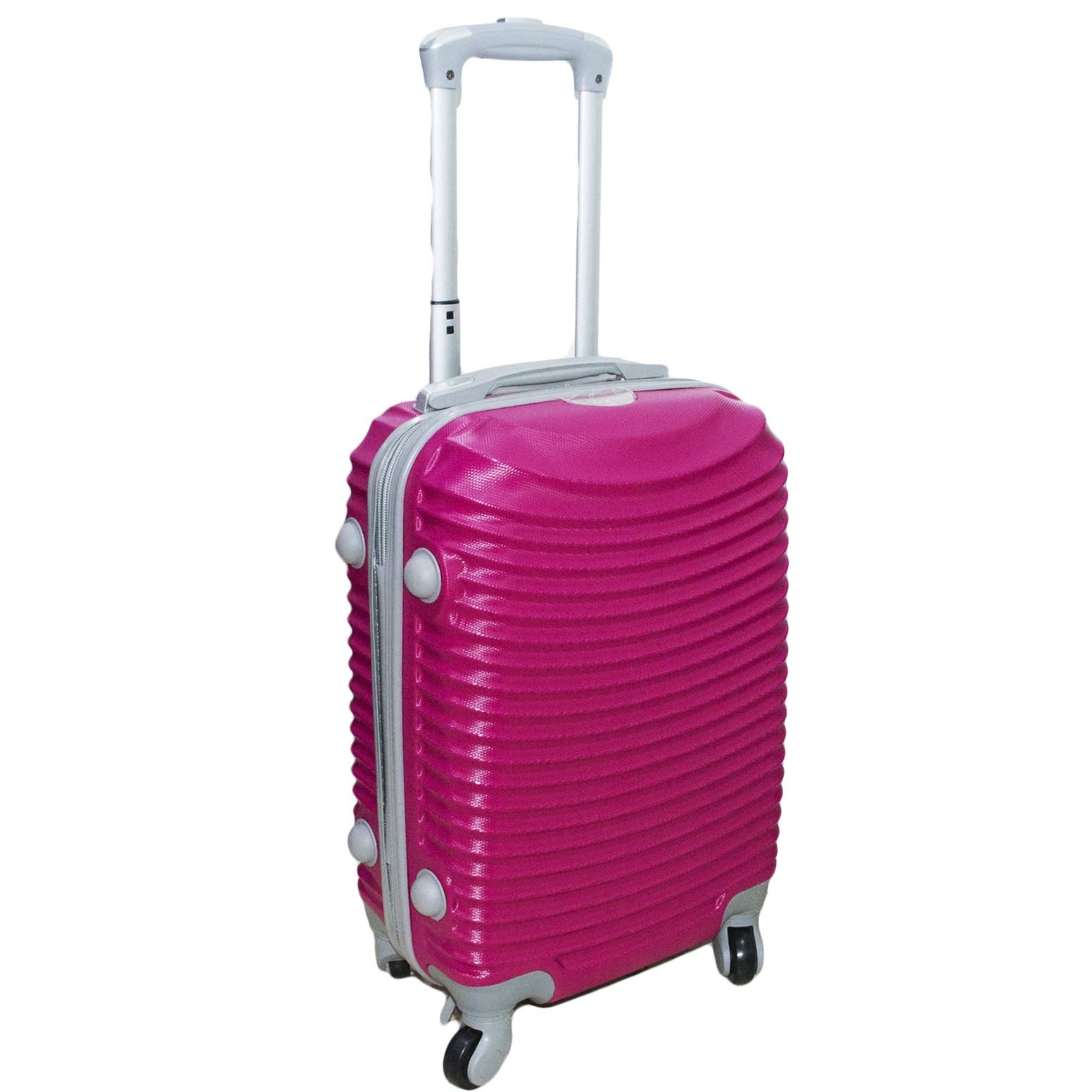 Bagaglio a mano colore fucsia taglia piccola (modello wizzair) misura standard rigido 4 rotelle smontabili.