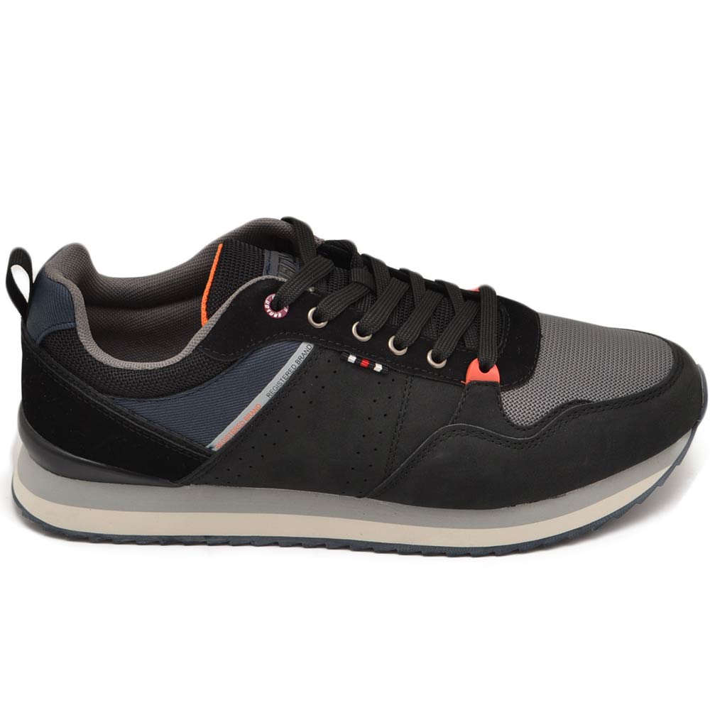Sneakers HANSON uomo comfort bassa plantare anatomico removibile passeggio sportive monocolore NERO LD28042-5