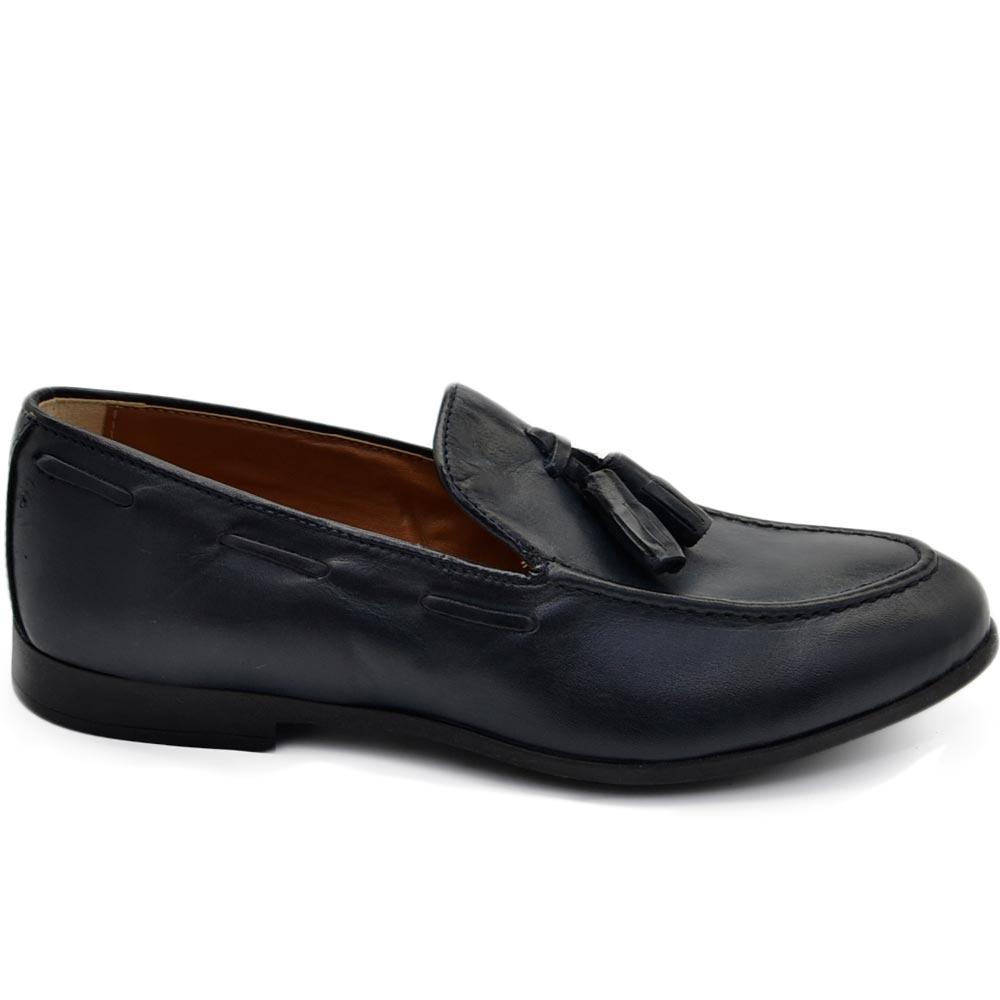 Mocassini uomo blu con nappine on sale
