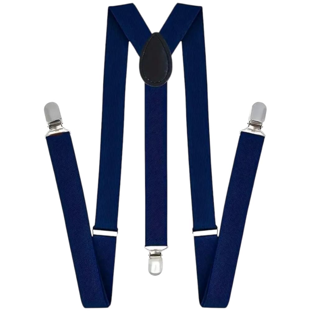 BRETELLE DA UOMO REGOLABILI BLU CON CLIP IN METALLO FORMA A X EXTRA FORTE MODA