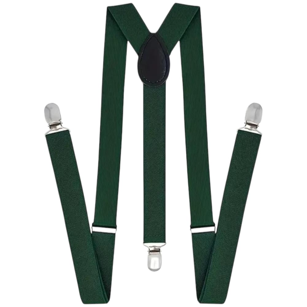 BRETELLE DA UOMO REGOLABILI VERDE BOSCO ELASTICHE CON CLIP IN METALLO FORMA A X EXTRA FORTE MODA