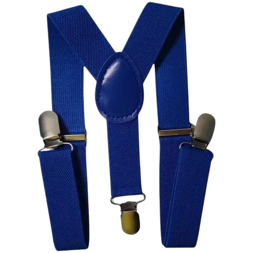 BRETELLE UNISEX BLU CON CLIP IN METALLO FORMA A X EXTRA FORTE REGOLABILI MODA .