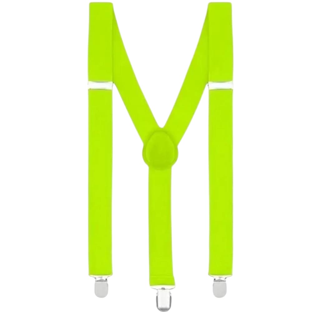 BRETELLE DA UOMO REGOLABILI VERDE FLUO ELASTICHE CON CLIP IN METALLO FORMA A X EXTRA FORTE MODA