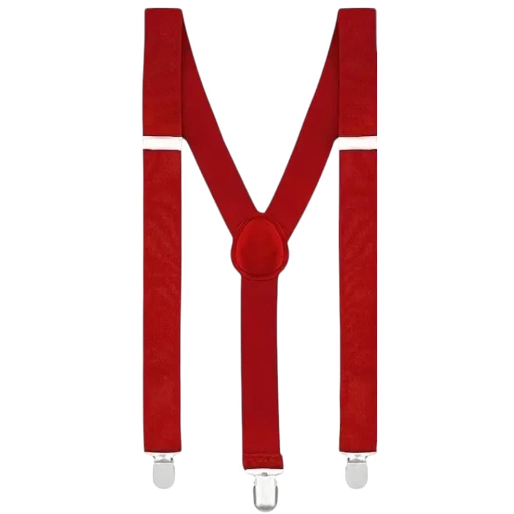 BRETELLE DA UOMO REGOLABILI ROSSE CON CLIP IN METALLO FORMA A X EXTRA FORTE MODA 