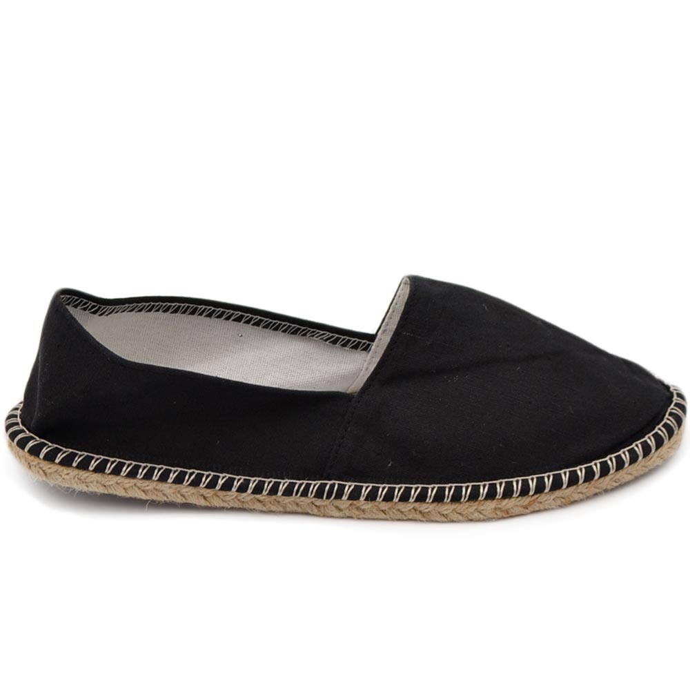 Espadrillas uomo scarpe da barca nero in tela fresco e fondo in spago intrecciato moda businessman estate comodo