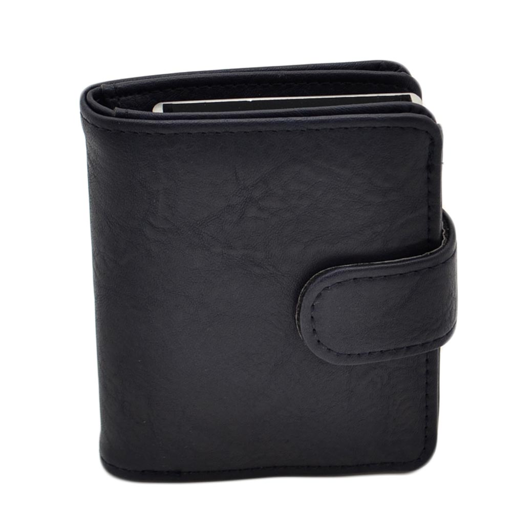 Portafoglio Wallet uomo in vera pelle blu portacarte pocket con molla e salvacarta con gancio contanti chiusura clip.